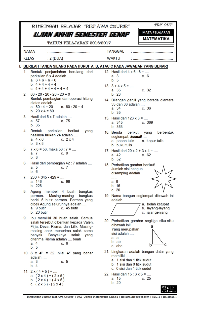 7 Rahasia Mengerjakan Soal Matematika Kelas 4 Semester 2 Kurikulum 2013 Agar Nilai Bagus