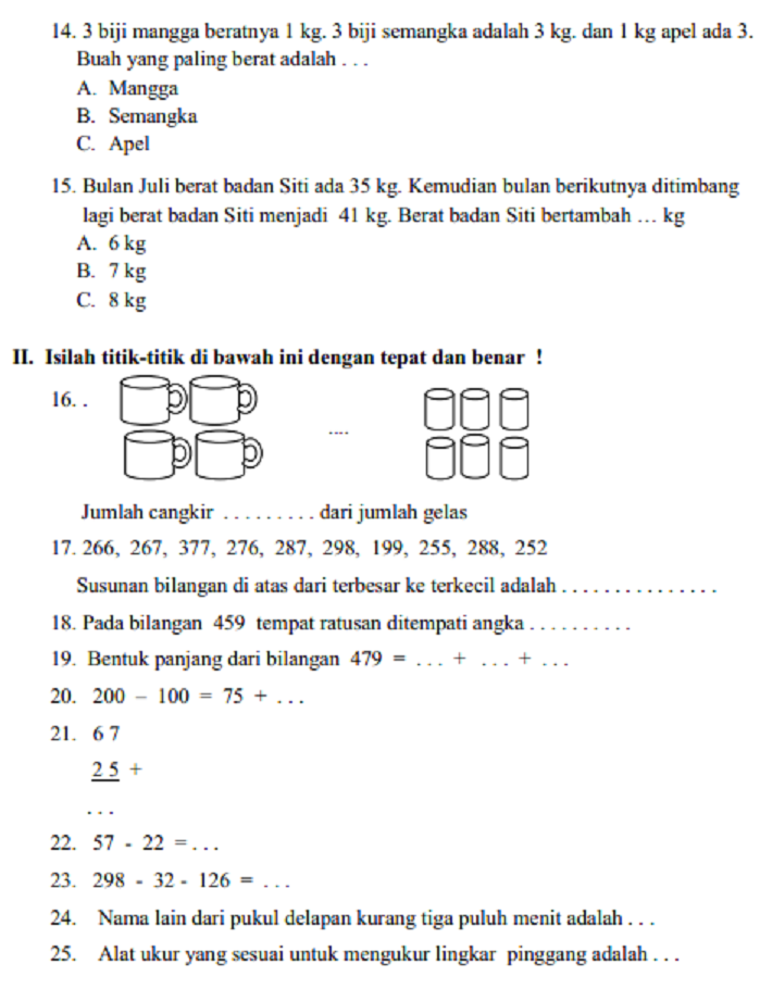Kumpulan Contoh Soal Uas Matematika Kelas 4 Semester 1 Kurikulum 2013