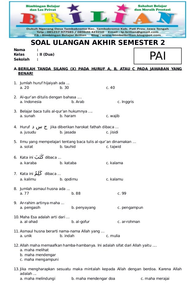 Analisis Soal UAS Kelas 6 Semester 2 Tahun 2020