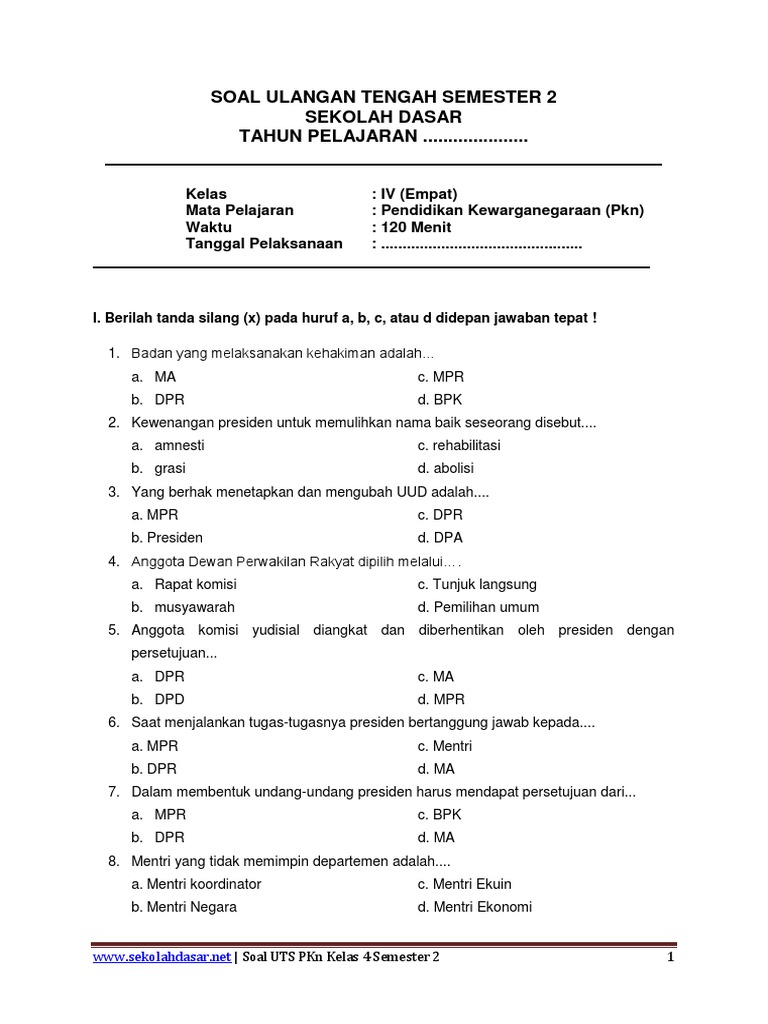 Bocoran 25 Soal PKN Kelas 4 Semester 2 dan Kunci Jawaban 2022 Terupdate untuk Latihan 2026