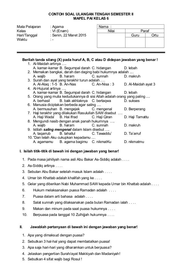 Bocoran Soal PAI Kelas 7 Semester 2 2021 yang Sering Keluar di Ujian Tahun 2026 Ini