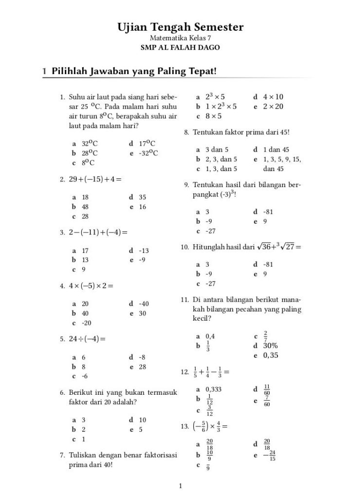 5 Fakta Tersembunyi di Bank Soal Download PTS Matematika Kelas 7 Semester 1 2019 yang Wajib Kamu Tahu