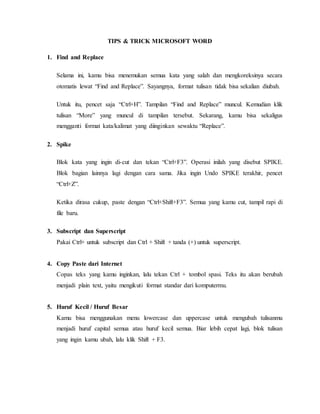 Tips Trick Microsoft Word DOCX Tips Trick Microsoft Word DOCX